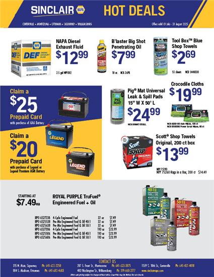 NAPA Sales Sheet JulyAug2025